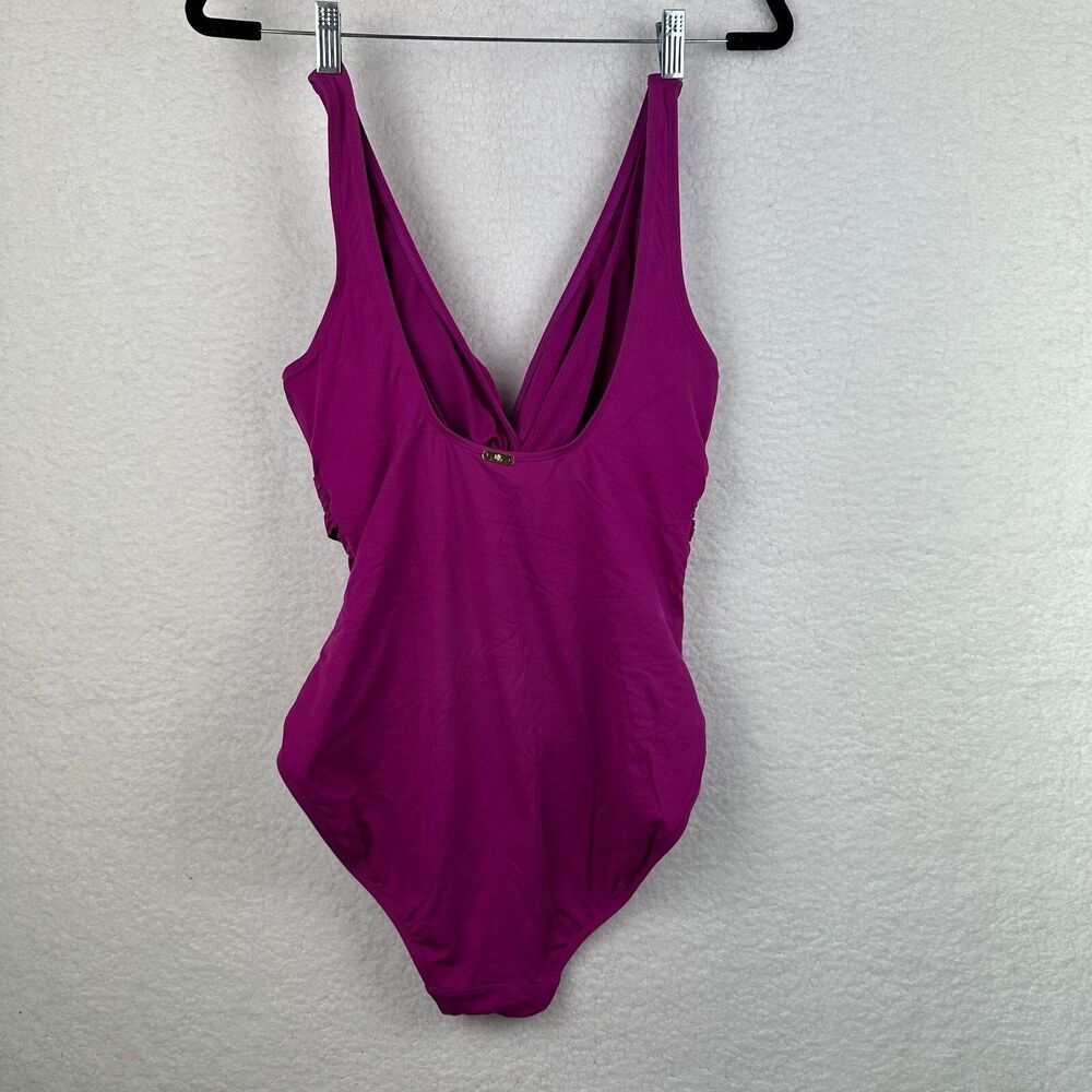 2/$30 Lauren Ralph Lauren One Piece Swimsuit Womens M Ruched Slimming Boho Retro - Picture 10 of 11